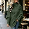 thumbnail image 1 of Womens Turtleneck Poncho Sweater Knit Loose Fit Long Sleeve Asymmetric Pullover Cape Shawl Fall Winter, 1 of 4