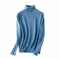 thumbnail image 1 of Womens Turtleneck Shirt Slim Fitted Long Sleeve Layer Tops Basic Knitted Tees Soft Underwear Blouse, 1 of 7