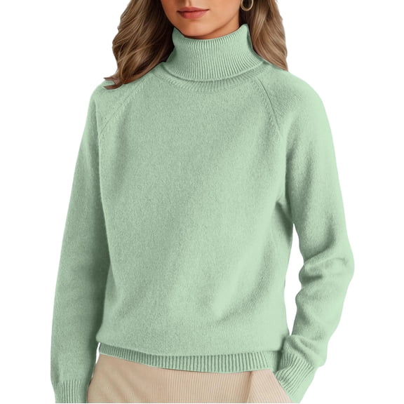 Womens Turtleneck Sweater Cashmera Blend Soft Warm Long Sleeve Pullover Classic Knit Jumper for Fall Winter Turquoise S