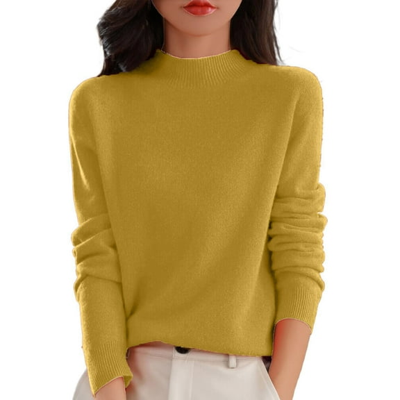 Womens Turtleneck Sweater Lightweight Polyester Knitwear Long Sleeve Pullover Tops Office Casual Winter Clothing