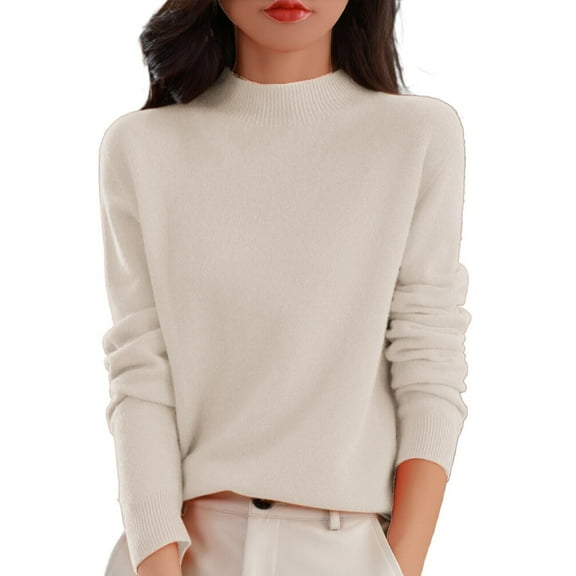Womens Turtleneck Sweater Lightweight Polyester Knitwear Long Sleeve Pullover Tops Office Casual Winter Clothing