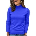 thumbnail image 1 of Womens Turtleneck Sweaters 2025 Knit Long Sleeve Pullover Fitted Trendy Basic Fall Tops Winter Warm Casual Blouse Blue XL, 1 of 5