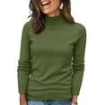 thumbnail image 1 of Womens Turtleneck Sweaters 2025 Knit Long Sleeve Pullover Fitted Trendy Basic Fall Tops Winter Warm Casual Blouse Green XL, 1 of 5