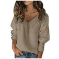 thumbnail image 1 of Womens Turtleneck Sweaters Fashion Pure Color V-leader Button Knit Sweater Autumn And Winter Warm Top Blouse, 1 of 6