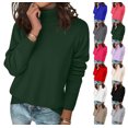 thumbnail image 1 of Womens Turtleneck Sweaters Long Sleeve Casual Soft Knit Loose Fit Basic Fall Pullover Sweater Tops Dark Green L, 1 of 6
