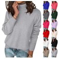 thumbnail image 1 of Womens Turtleneck Sweaters Long Sleeve Casual Soft Knit Loose Fit Basic Fall Pullover Sweater Tops Light Gray L, 1 of 6