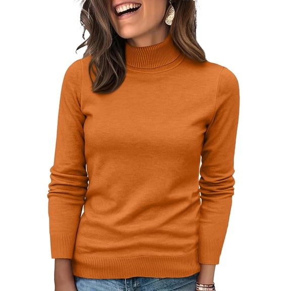 Womens Turtleneck Sweaters Long Sleeve Knit Pullover Casual Fall Winter Tops Soft Cozy Everyday Wear 2026 Brown M