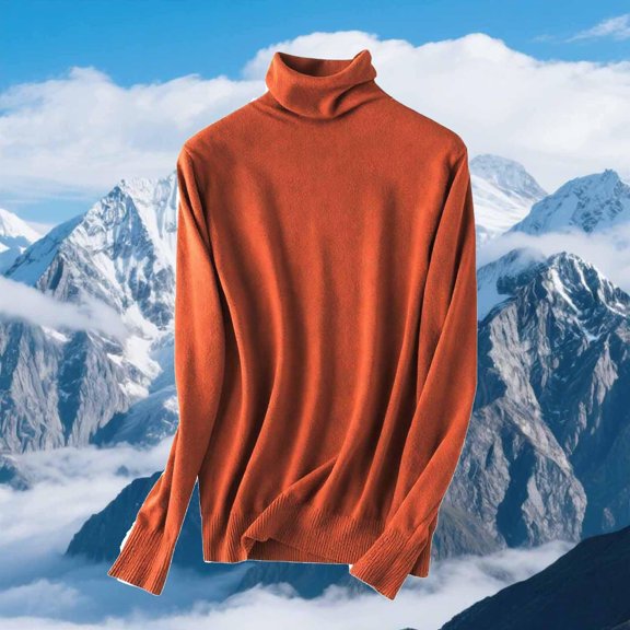 Womens Turtleneck Sweaters Long Sleeve Knit Pullover Tops Casual Fall Winter Fashion Cozy Everyday Wear 2026 Orange M