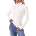 thumbnail image 1 of INSPIRE CHIC Womens Turtleneck Tops Mock Turtle Long Sleeve Shirts Fall Winter Warm UnderShirt Thermal Top Basic Layer S Cream, 1 of 6