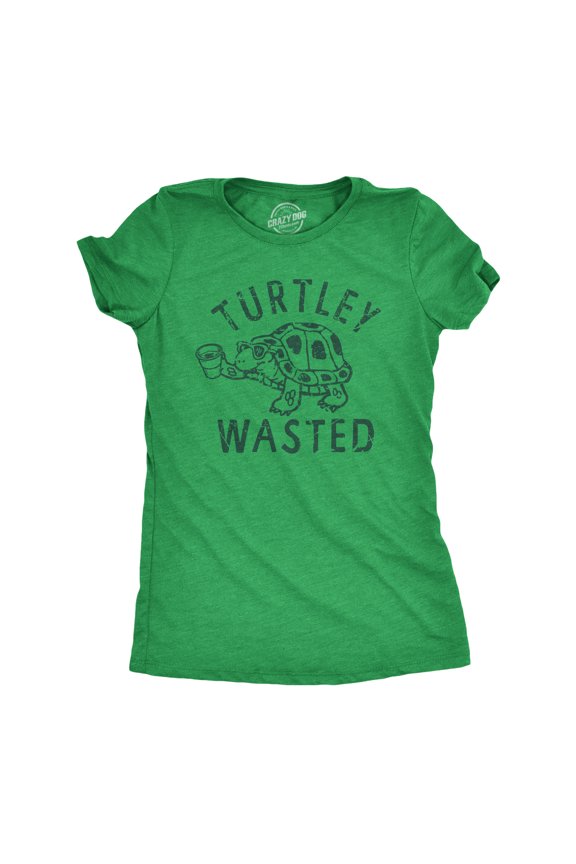 Womens Turtley Wasted T Shirt Funny Partying Drinking Turtle Joke Tee for Ladies Womens Graphic Tees