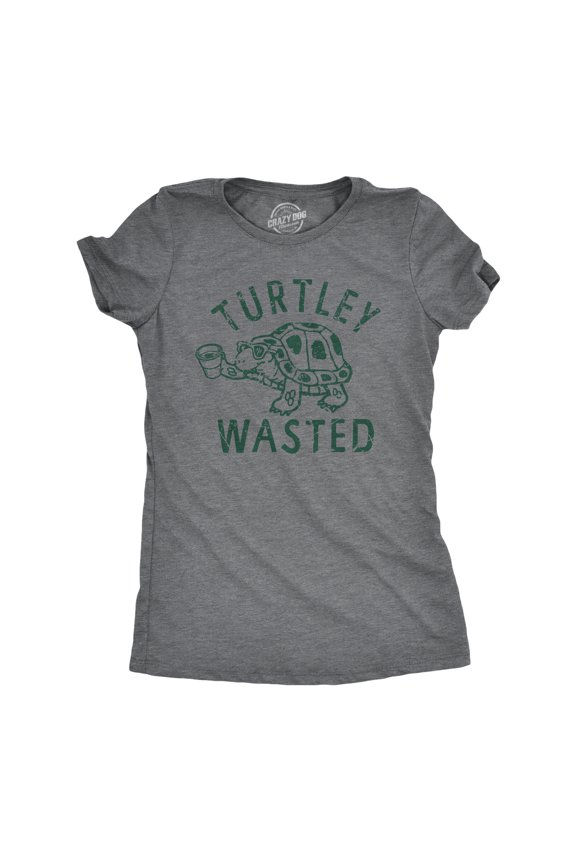 Womens Turtley Wasted T Shirt Funny Partying Drinking Turtle Joke Tee for Ladies Womens Graphic Tees