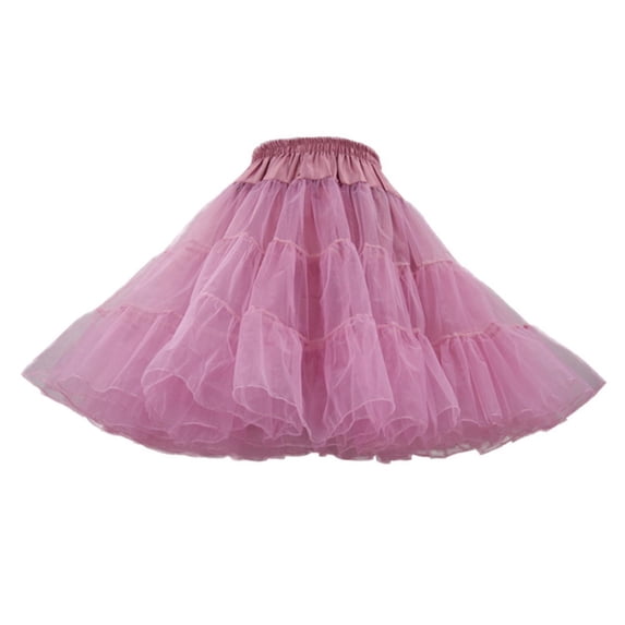 Womens Tutu Skirt Multi-layered Mesh Tulle Skirt Elastic High Waisted Dance Skirts for Teen Girls (One Size, Pink)
