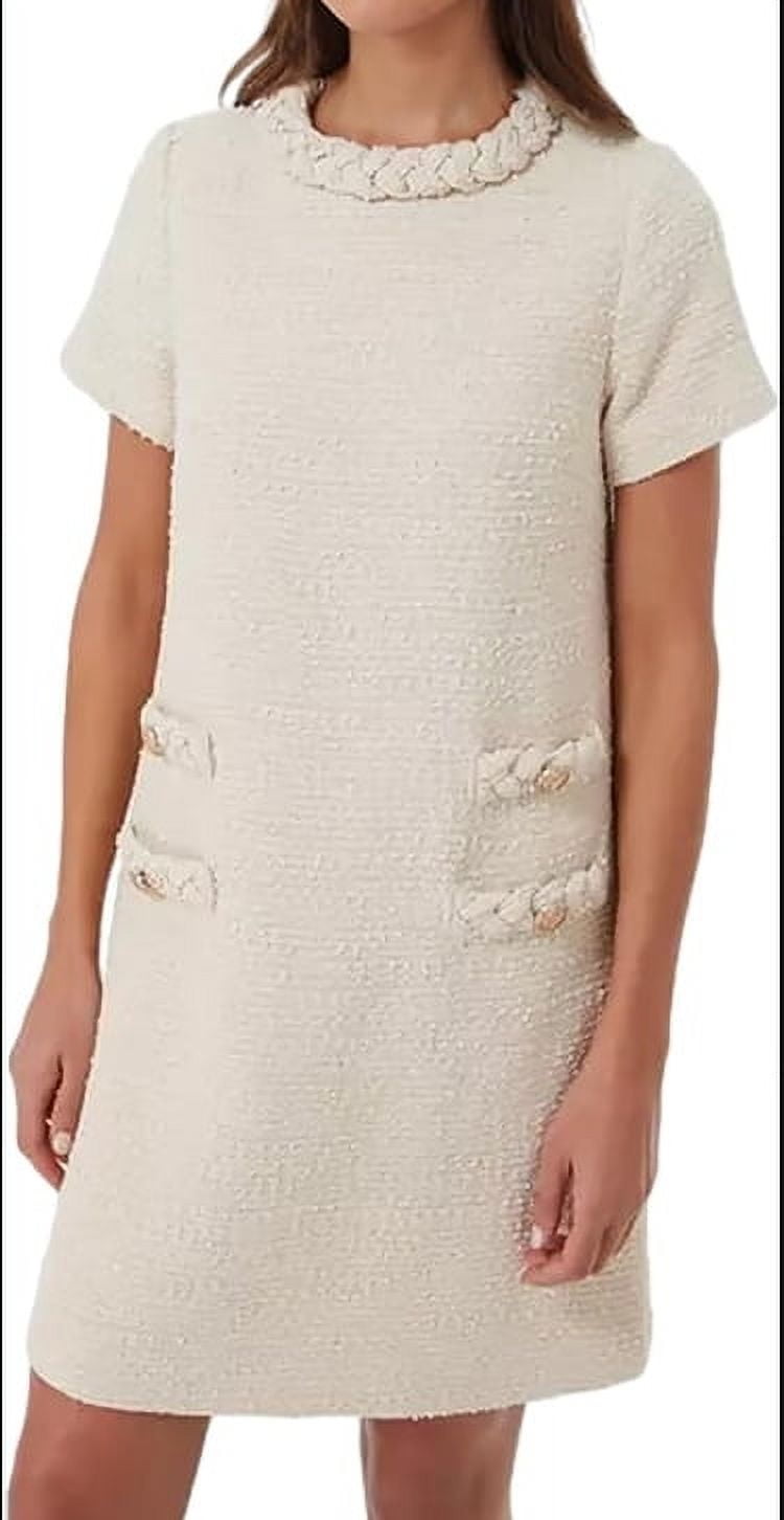 cream tweed dress Sheath Colorblock Dress