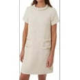 thumbnail image 1 of Womens Tweed Dress Elegant Crew Neck Short Sleeve Button Bodycon Mini Dress, 1 of 10