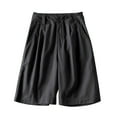 thumbnail image 1 of Womens Twill Cotton Bermuda Shorts Casual Summer Loose Elastic High Waist Wide Leg Work Cargo Shorts with Pockets (XL, Black), 1 of 5
