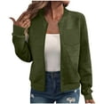 thumbnail image 1 of Womens Twill Jackets Open-Front Full Zipper Sweatshirt Athletic Stretch Loose Fitted Blouses Dressy Causal Sweatshirt with Pockets, 1 of 7
