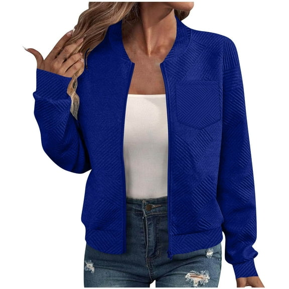 Womens Twill Jackets Open-Front Full Zipper Sweatshirt Athletic Stretch Loose Fitted Blouses Dressy Causal Sweatshirt with Pockets