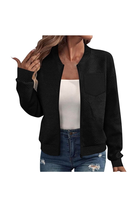 Womens Twill Jackets Open-Front Full Zipper Sweatshirt Athletic Stretch Loose Fitted Blouses Dressy Causal Sweatshirt with Pockets