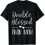 ZHANGAVAFA Womens Twin Mama Twin Mom to Be Pregnancy Announcement T-Shirt