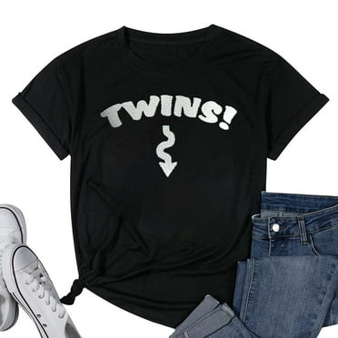 Womens Twins Maternity Dark T Shirt Maternity Tee Black Small