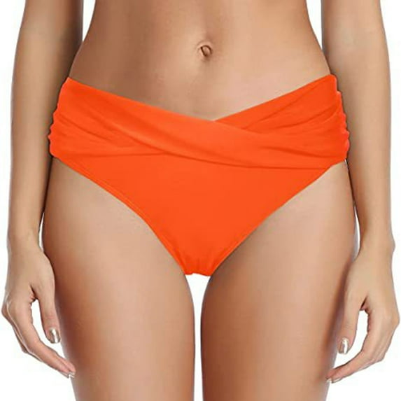 Womens Twist Bikini Bottom Moderate High Cut Bathing Suit Bottoms Ruched Swimsuit Bottoms