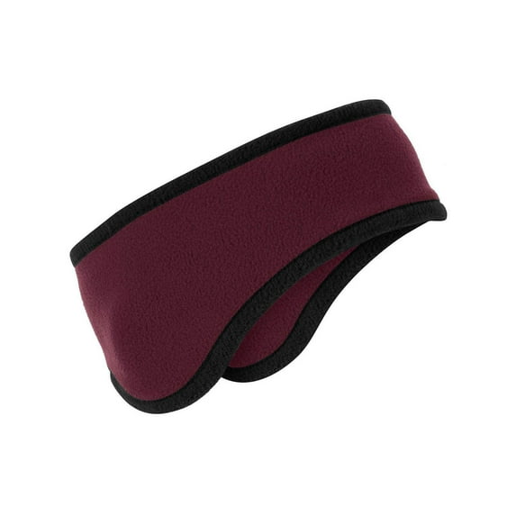 Mafoose Two-Color Soft and Stretchy Ear Warmer Fleece Headband Maroon