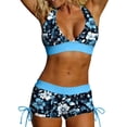 thumbnail image 1 of Womens Two Piece Bikini Swimsuit High Waisted Trendy Printed Halter V Neck Bathing Suit for Summer Vacation (S, Multicolor), 1 of 9