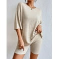 thumbnail image 1 of Womens Two Piece Lounge Sets Long Sleeve Knit Pullover Tops Wide Leg Pants Fall Pajamas Sets, 1 of 7
