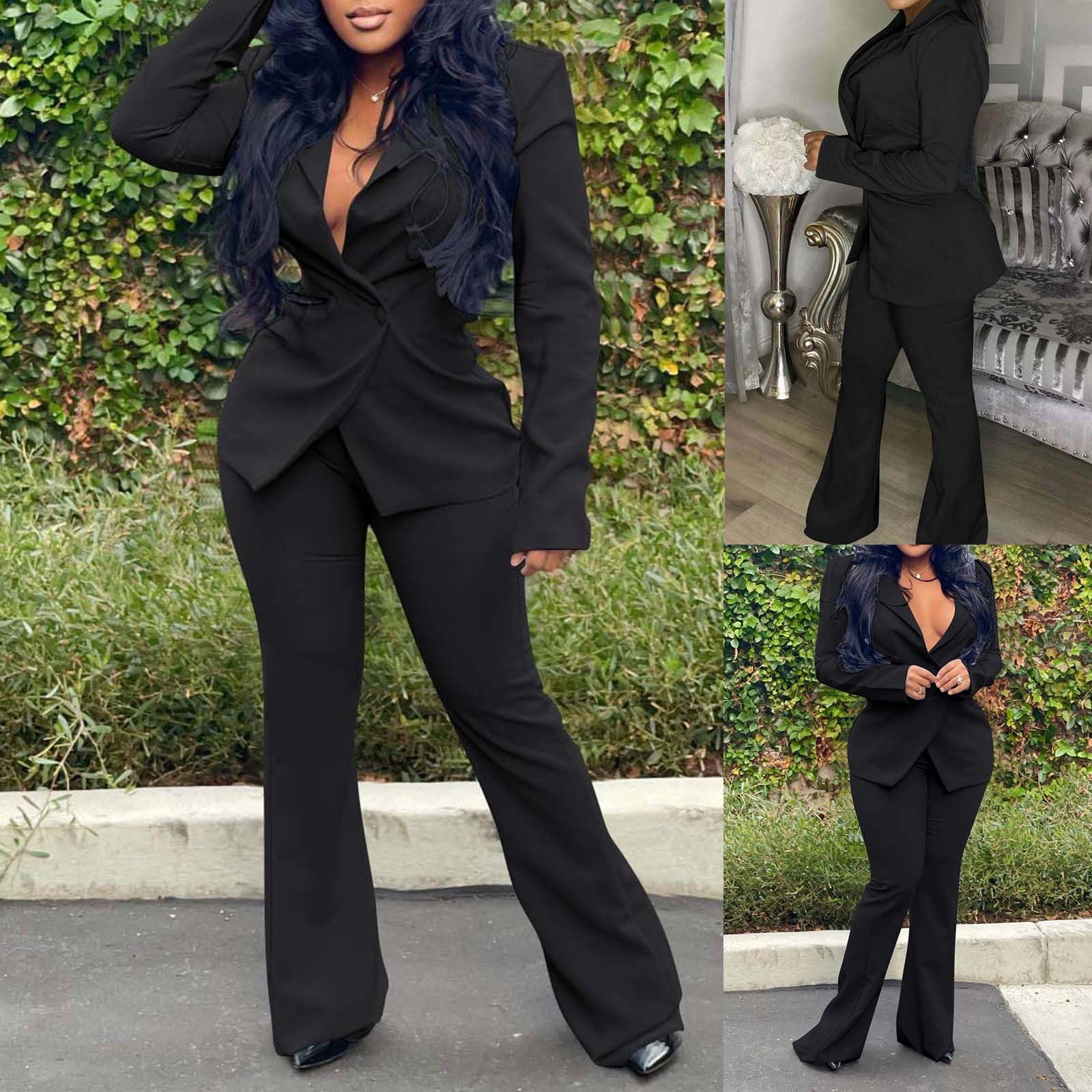 Black Women's Pants Suit Set With Blazer, Black Classic Women's Suit Set, Black  Blazer Trouser Suit for Women - Etsy Hong Kong