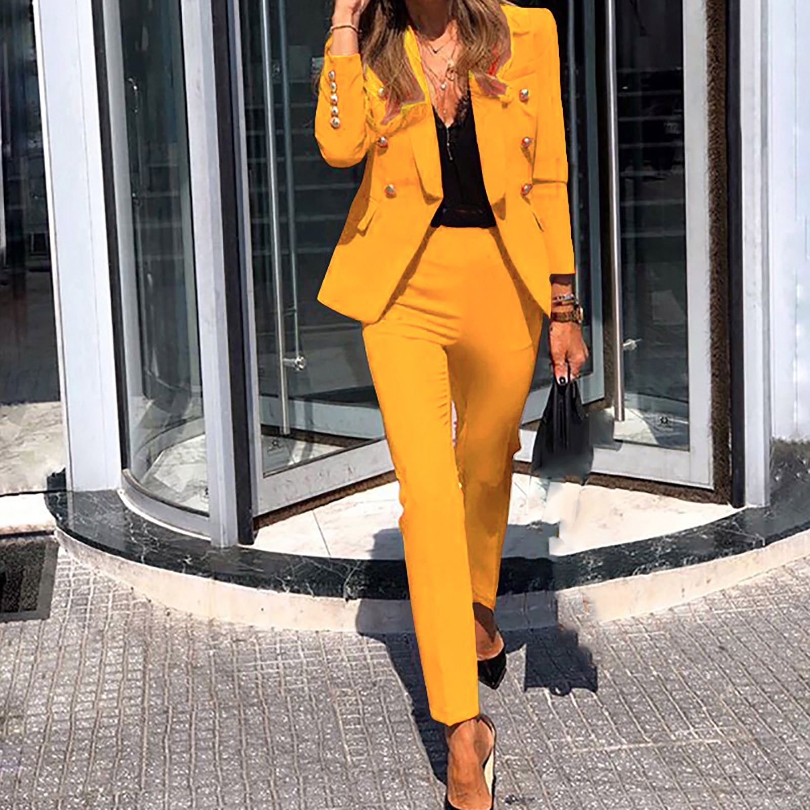 Womens Two Piece Outfits Blazer Pants Suits Party Clubwear Sexy Long Sleeve  Elegant Business Suit Sets 2 Piece