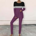 thumbnail image 1 of Womens Two Piece Outfits Long Sleeve Color Block Tops Long Pants With Drawstring Tracksuit Jogger Sets, 1 of 5