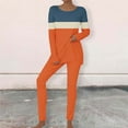 thumbnail image 1 of Womens Two Piece Outfits Long Sleeve Color Block Tops Long Pants With Drawstring Tracksuit Jogger Sets, 1 of 5