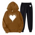 thumbnail image 1 of Womens Two Piece Outfits Sets Hoodie Sweatshirt And Long Sweatpants Jogger Workout Set Fall Tracksuit Sweatsuits High Waist Ruffle Overlay Strapless Jumpsuit Formal Top And Pants Women's plus Size, 1 of 2