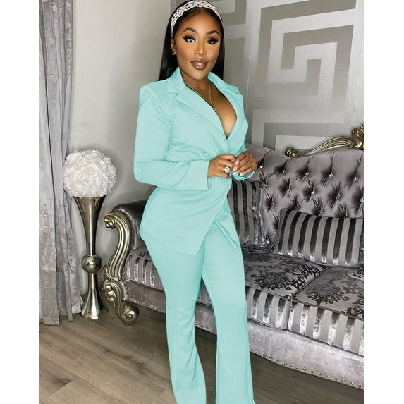 Womens Two Piece Outfits Women's Casual Loose Solid Color Suit Suit office Two-Piece Suit