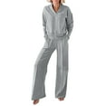 thumbnail image 1 of Womens Two Piece Sets Casual Sweatsuit V Neck Long Sleeve Oversized Sweatshirt and Sweatpants Tracksuit Trendy Fall Outfit Sets Grey XXXL, 1 of 4