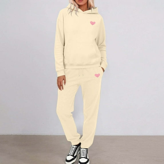 Womens Two Piece Sets Fall - Long Sleeve Hoodie With Sweatpants Set Matching Sets Women Clothing Sweat Sets Women