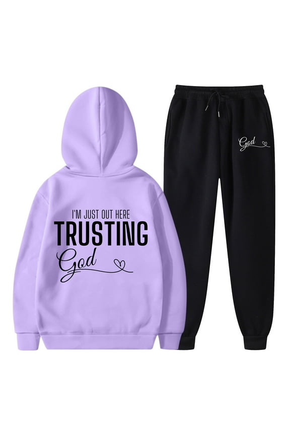 Womens Two Piece Sets Hoodie Sweatshirt And Long Sweatpants Jogger Workout Fall Tracksuit Sweatsuit Set Activewear