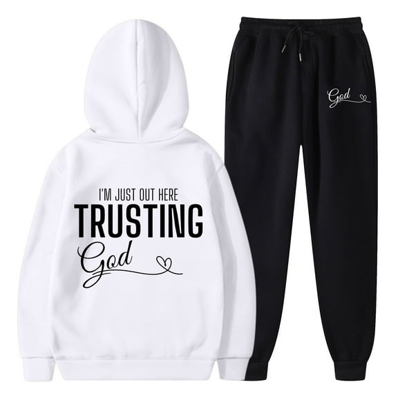 Womens Two Piece Sets Hoodie Sweatshirt And Long Sweatpants Jogger Workout Fall Tracksuit Sweatsuit Set Holiday Wear