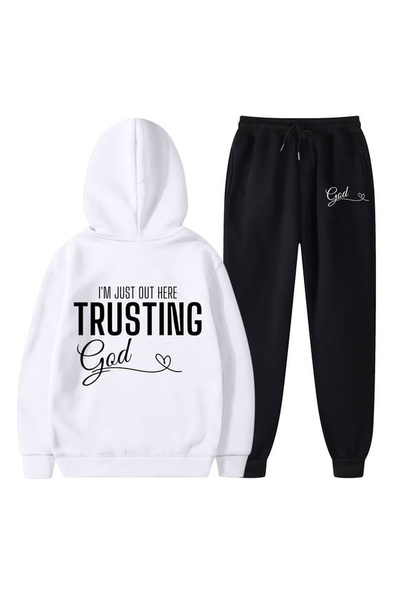 Womens Two Piece Sets Hoodie Sweatshirt And Long Sweatpants Jogger Workout Fall Tracksuit Sweatsuit Set Holiday Wear
