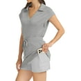 thumbnail image 1 of Womens Two Piece Skirt Sets Tennis Outfits Casual Cap Sleeve Lapel Shirt Summer Athletic Short Skort Set Light Gray S, 1 of 7
