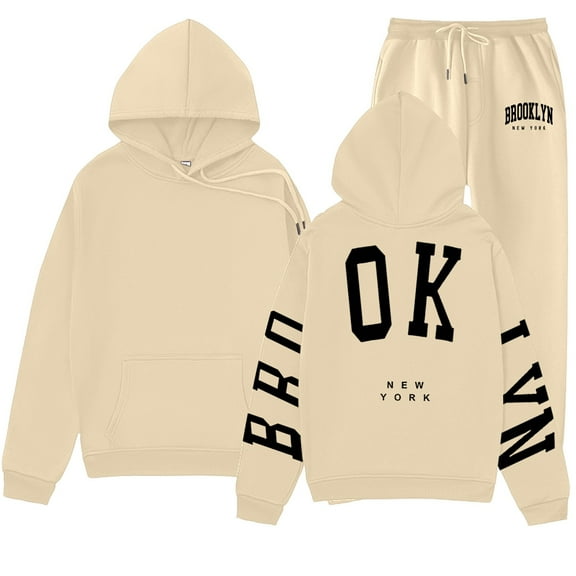 Womens Two Piece Sweatsuits Letter Print Hooded Pullover and Sweatpants Long Sleeve Fashion Travel Tracksuit Matching Set Winter Clothes