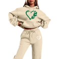thumbnail image 1 of Womens Two Piece Sweatsuits Long Sleeve Heart Graphic Print Hooded Sweatshirts and Pants Oversized Matching Set Fall Winter Casual Tracksuit, 1 of 4