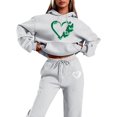 thumbnail image 1 of Womens Two Piece Sweatsuits Long Sleeve Heart Graphic Print Hooded Sweatshirts and Pants Oversized Matching Set Fall Winter Casual Tracksuit, 1 of 4