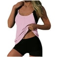 thumbnail image 1 of Womens Two Piece Swimsuit Scoop Neck Sleeveless Top Boyshorts Tankini Swimwear Set Summer Beach Hawaiian Bathing Suits with Built in Bra, 1 of 5