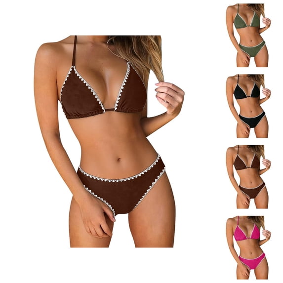 Womens Two Piece Swimsuits Neck Backless Bikini Floral Monokini Bathing Suit for Women Two Piece