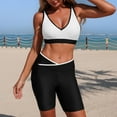 thumbnail image 1 of Womens Two Piece Tankini Swimsuits with Shorts Color Block Athletic Bathing Suit with Swim Shorts V Neck Racerback Swimwear White M, 1 of 6