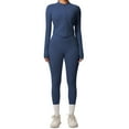 thumbnail image 1 of Womens Two Piece Tracksuit Workout Sets Long Sleeve Zipper Jackets High Waist Leggings Seamless Gym Yoga Clothes, L, 1 of 7