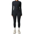 thumbnail image 1 of Womens Two Piece Tracksuit Workout Sets Long Sleeve Zipper Jackets High Waist Leggings Seamless Gym Yoga Clothes, M, 1 of 7