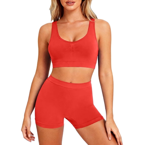 Womens Two Piece Workout Sets Sports Bra High Waisted Biker Shorts Gym Set Outfits
