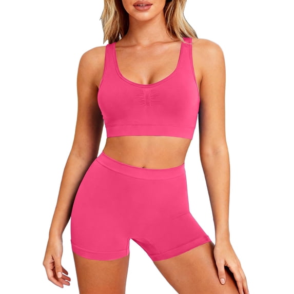 Womens Two Piece Workout Sets Sports Bra High Waisted Biker Shorts Gym Set Outfits